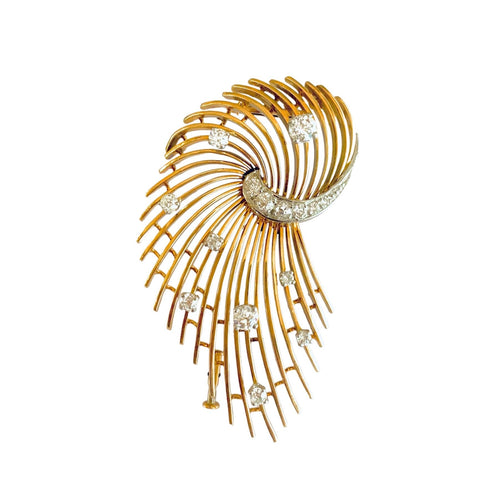 Broche Broche rétro volute en or jaune 18 carats et diamants 58 Facettes BRO67