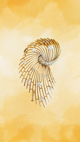 Broche Broche rétro volute en or jaune 18 carats et diamants 58 Facettes BRO67