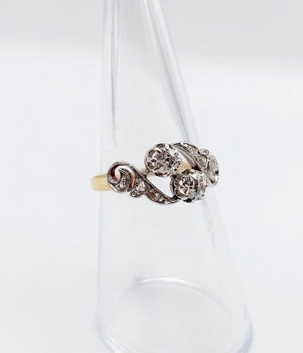 Bague 52 Bague toi et moi antique en or 18k, platine et diamants taille ancienne 58 Facettes A06897