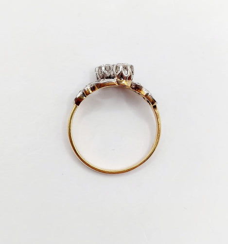 Bague 52 Bague toi et moi antique en or 18k, platine et diamants taille ancienne 58 Facettes A06897
