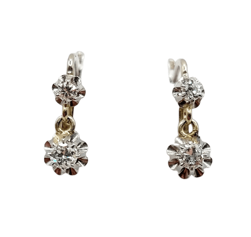 Boucles d'oreilles Art déco - Boucles d'oreilles dormeuses en or blanc 18k et diamants 58 Facettes A06898