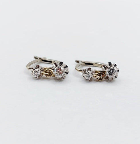 Boucles d'oreilles Art déco - Boucles d'oreilles dormeuses en or blanc 18k et diamants 58 Facettes A06898