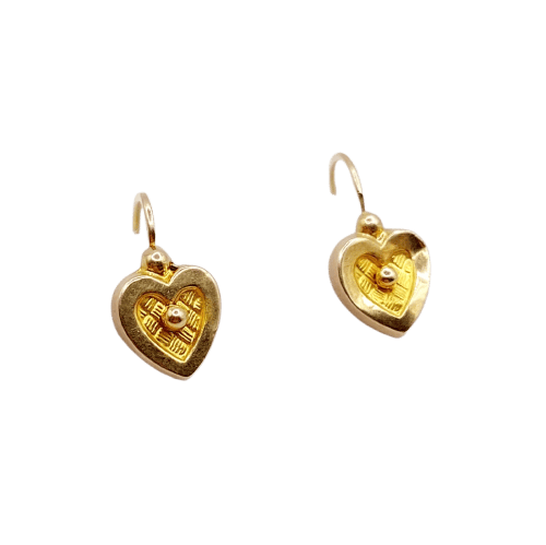 Boucles d'oreilles Boucles d’oreilles dormeuses antiques en or rose 18k cœur 58 Facettes A06903
