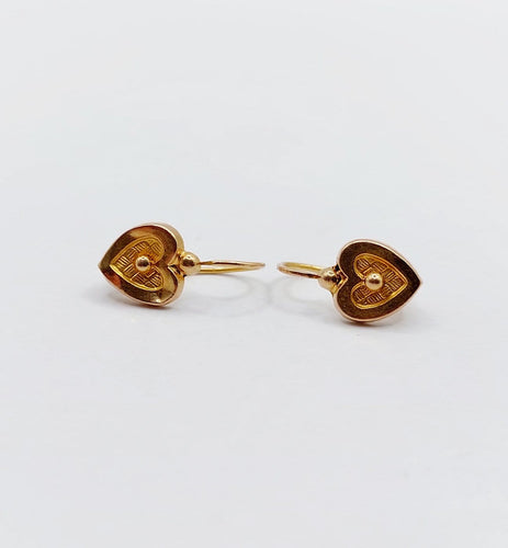 Boucles d'oreilles Boucles d’oreilles dormeuses antiques en or rose 18k cœur 58 Facettes A06903