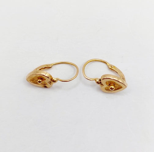 Boucles d'oreilles Boucles d’oreilles dormeuses antiques en or rose 18k cœur 58 Facettes A06903