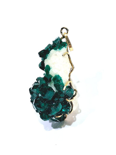 Pendentif Pendentif - Dioptase sur quartz améthyste en or rose 18 carats 58 Facettes 1733915