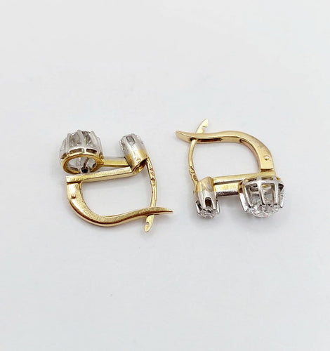 Boucles d'oreilles Dormeuses antiques - Boucles d'oreilles en or 18k, platine et diamants 58 Facettes A06906