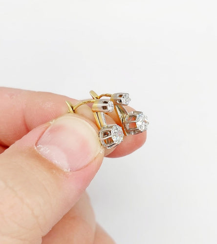 Boucles d'oreilles Dormeuses antiques - Boucles d'oreilles en or 18k, platine et diamants 58 Facettes A06906
