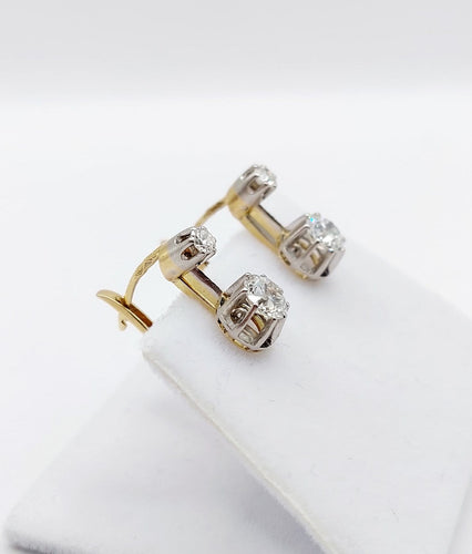 Boucles d'oreilles Dormeuses antiques - Boucles d'oreilles en or 18k, platine et diamants 58 Facettes A06906