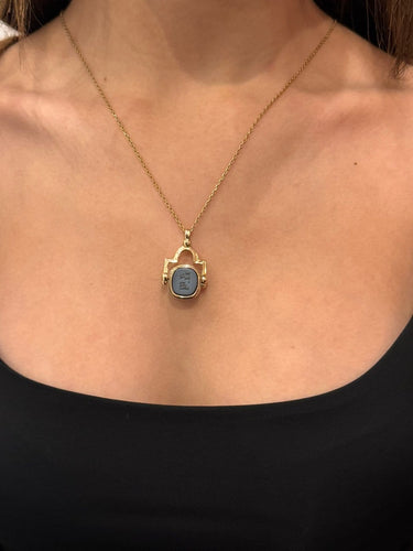 Pendentif Pendentif cachet en or champagne 18 carats et agate 58 Facettes 1733944