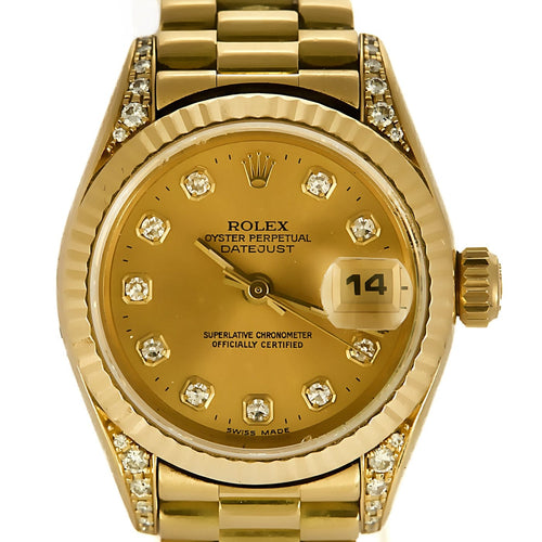 Montre ROLEX - Lady Datejust - Iconique et rare montre de dame en or jaune à boitier rond et à mouvement automatique 58 Facettes B260081