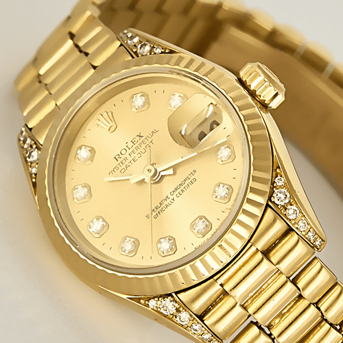 Montre ROLEX - Lady Datejust - Iconique et rare montre de dame en or jaune à boitier rond et à mouvement automatique 58 Facettes B260081