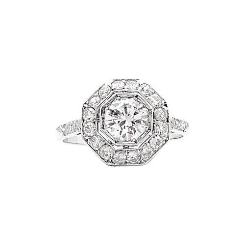 Bague 57 Bague ancienne platine et diamants. 58 Facettes 35345