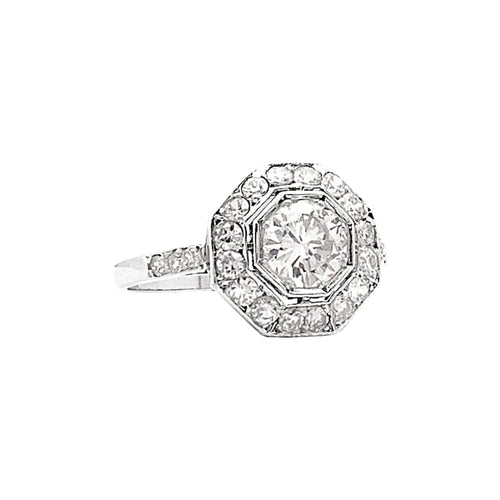 Bague 57 Bague ancienne platine et diamants. 58 Facettes 35345
