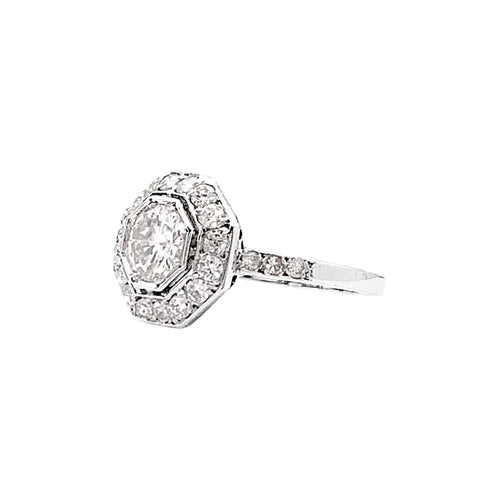 Bague 57 Bague ancienne platine et diamants. 58 Facettes 35345