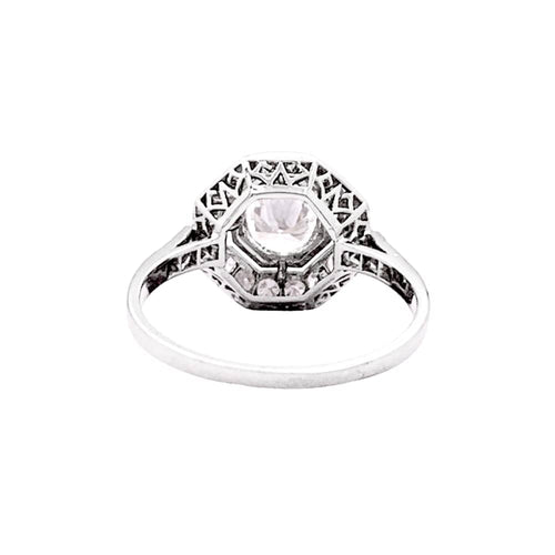 Bague 57 Bague ancienne platine et diamants. 58 Facettes 35345