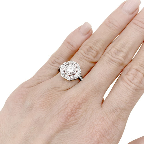 Bague 57 Bague ancienne platine et diamants. 58 Facettes 35345