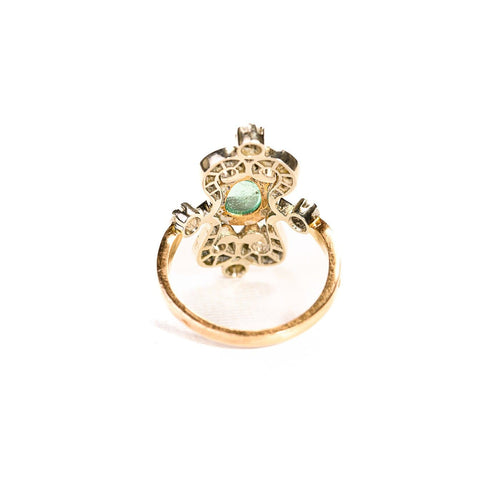 Bague 50 Bague Belle Époque émeraude et diamants en or rose et platine 58 Facettes LMB-351