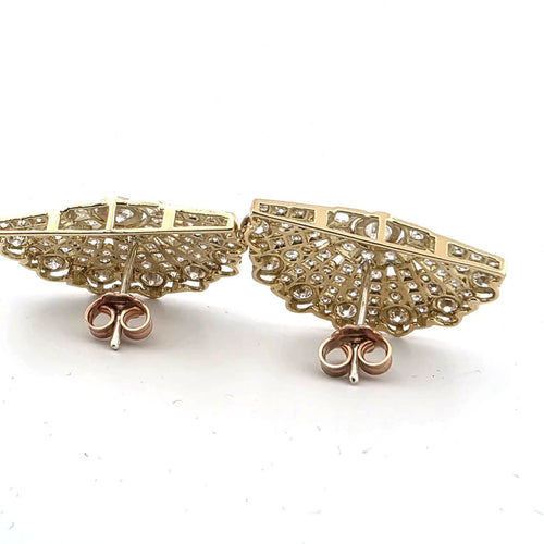 Boucles d'oreilles Boucles d’oreilles années 40 en or jaune 18 kt et diamants 58 Facettes 2021 M