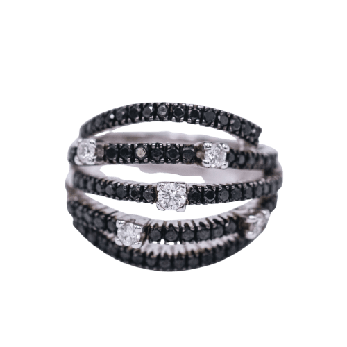 Bague BLACK&WHITE - Bague en or blanc 18 K et diamants 58 Facettes UKA000140CS