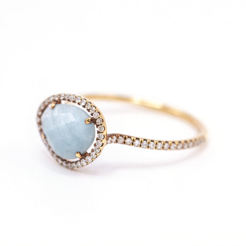 Bague MEIRAT - Bague en or jaune 18K avec aigue-marine milky et diamants 58 Facettes UKA000145CS