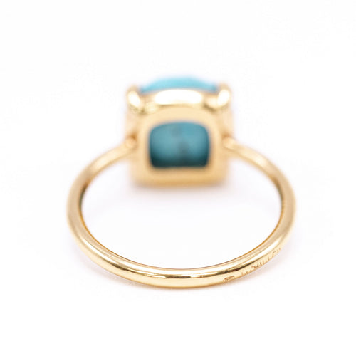 Bague Bague - Turquoise facettée en or jaune 18 K 58 Facettes UKA000148CS