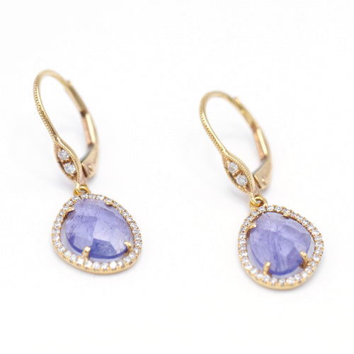 Boucles d'oreilles Pendientes - Boucles d’oreilles en or jaune 18K, tanzanites et diamants 58 Facettes UKA000151CS