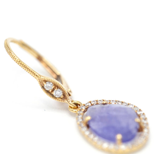 Boucles d'oreilles Pendientes - Boucles d’oreilles en or jaune 18K, tanzanites et diamants 58 Facettes UKA000151CS