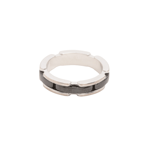 Bague 48 Chanel Ultra - Bague articulée en or blanc et céramique noire 58 Facettes 1