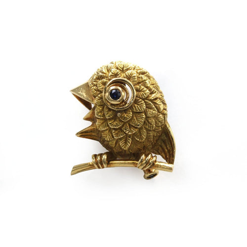 Broche Broche poussin - Or jaune 750‰ et saphir 58 Facettes 260021SP