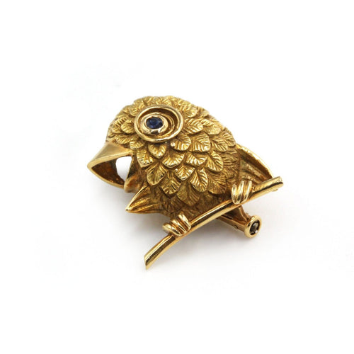 Broche Broche poussin - Or jaune 750‰ et saphir 58 Facettes 260021SP