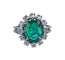 Bague 46 Bague marguerite en or blanc 18 carats, émeraude et diamants 58 Facettes AB693