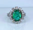 Bague 46 Bague marguerite en or blanc 18 carats, émeraude et diamants 58 Facettes AB693