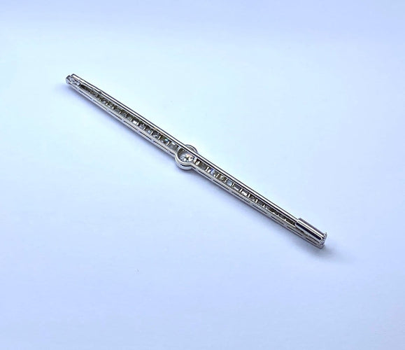 Broche Broche barrette en or blanc 18 carats et platine, diamants, vers 1900 58 Facettes AB692