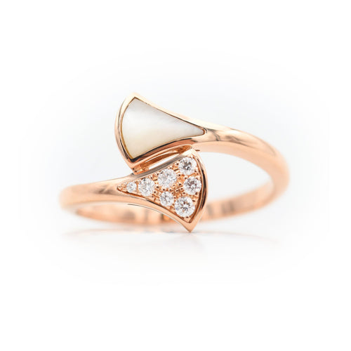 Bague 54 Bague Bulgari Diva en or rose avec diamants et nacre 58 Facettes 22652