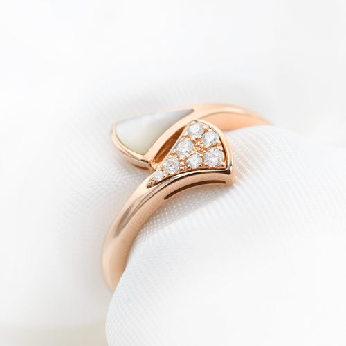 Bague 54 Bague Bulgari Diva en or rose avec diamants et nacre 58 Facettes 22652