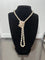 Collier Collier Art déco - Sautoir choker en or jaune 18k, perles Akoya, diamants, rubis 58 Facettes 936