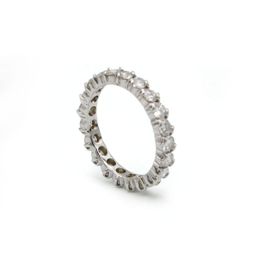 Bague 48 Alliance américaine - Bague en or blanc et diamants 58 Facettes 260082R