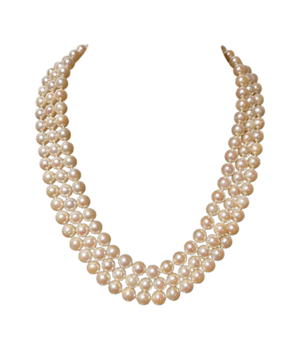 Collier Collier 3 rangs de perles de culture Akoya, fermoir en or 18K, 42 cm 58 Facettes 935