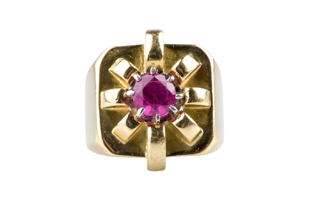 Bague 52 Bague chevalière au rubis en or jaune 18 carats 58 Facettes BGRUVY151-107