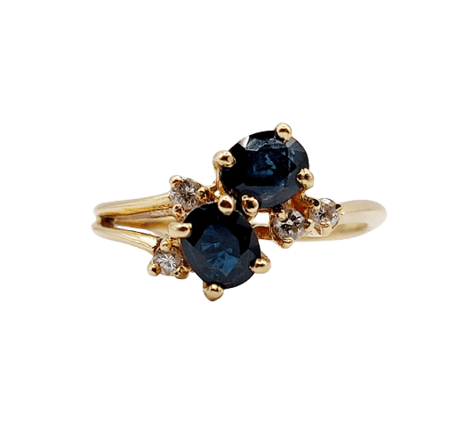 Bague 49 Bague vintage en or jaune 18k, saphirs et diamants 58 Facettes A06918