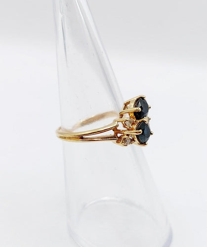 Bague 49 Bague vintage en or jaune 18k, saphirs et diamants 58 Facettes A06918