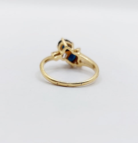 Bague 49 Bague vintage en or jaune 18k, saphirs et diamants 58 Facettes A06918