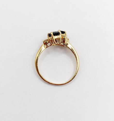 Bague 49 Bague vintage en or jaune 18k, saphirs et diamants 58 Facettes A06918