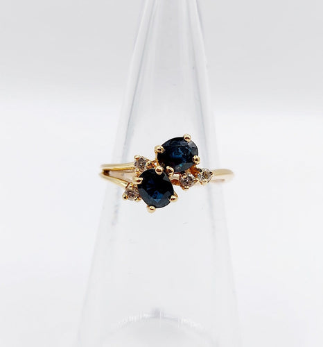 Bague 49 Bague vintage en or jaune 18k, saphirs et diamants 58 Facettes A06918