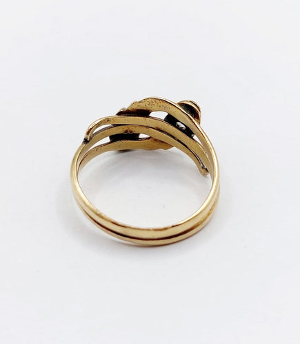 Bague 63 Bague serpent antique à deux têtes en or jaune 18k, diamant et rubis synthétique 58 Facettes A06923
