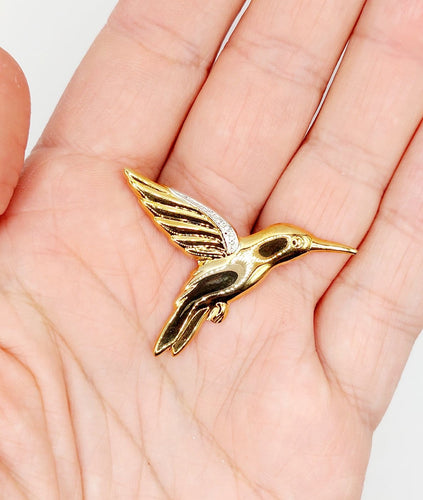 Broche Broche colibri vintage en or jaune 18k 58 Facettes A06928