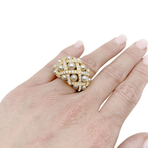Bague 56 Bague Chanel, "Baroque", or jaune, diamants et perles. 58 Facettes 35440