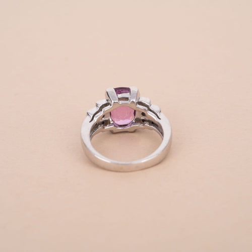 Bague 50 Bague Art déco en or gris et platine, saphir rose et diamants 58 Facettes 794117