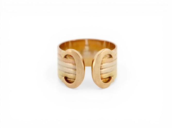 Bague 55 Cartier Double C - Bague en or jaune, blanc et rose 18k 58 Facettes 271542